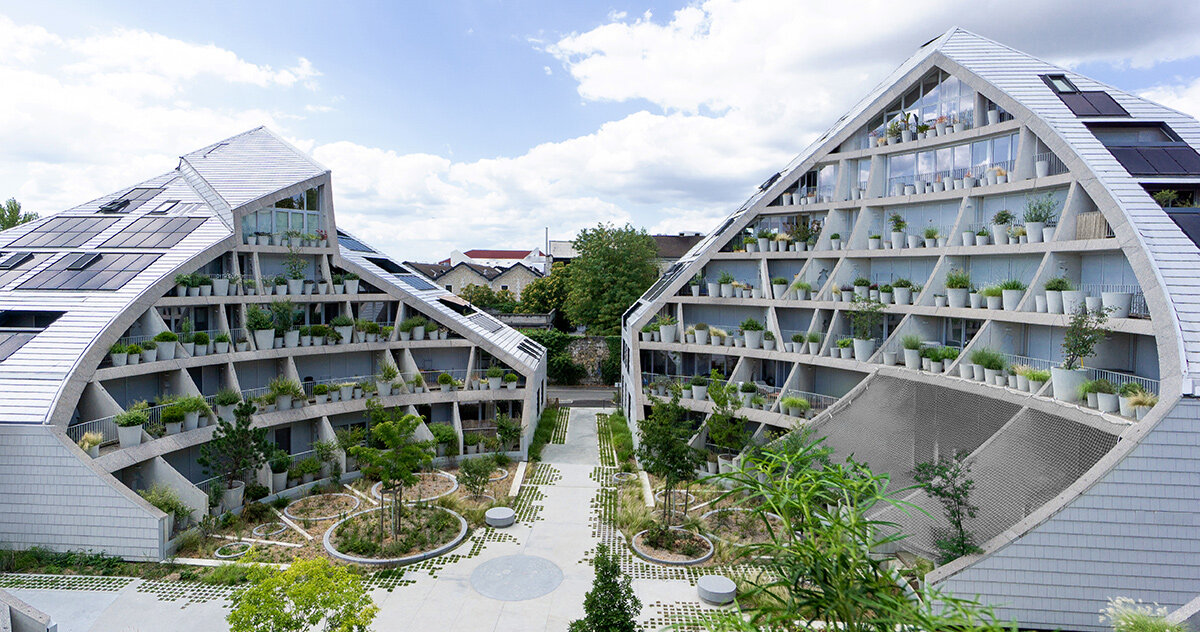 MVRDV molda ‘la vallée verte’ de Bordeaux com telhados cortados pelo sol e um jardim escondido